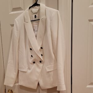 Elegant White Double-Breasted Women's Blazer